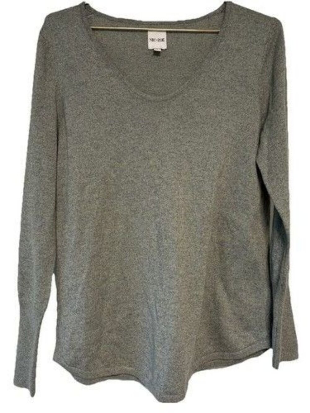 Nic + Zoe Green V-Neck Sweater Petite S
